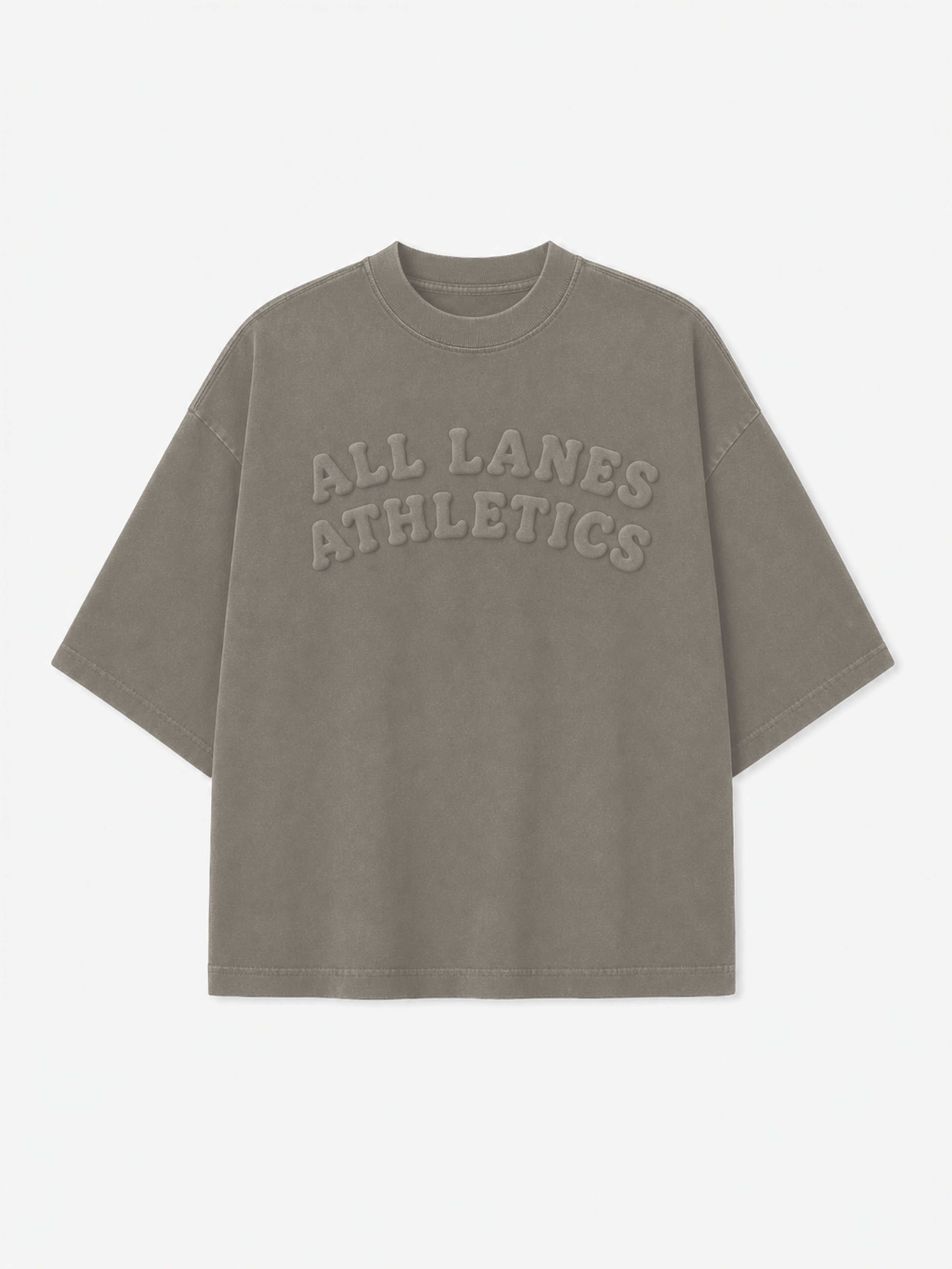 All Lanes Athletics Tee in Seal, front view